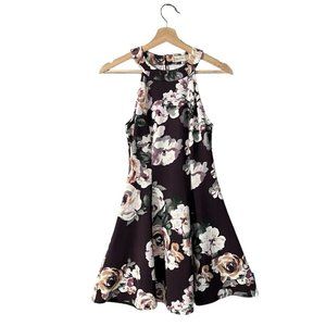 Altard State Fit n Flare Halter Neck Dress Size Small Floral A Line Stretch